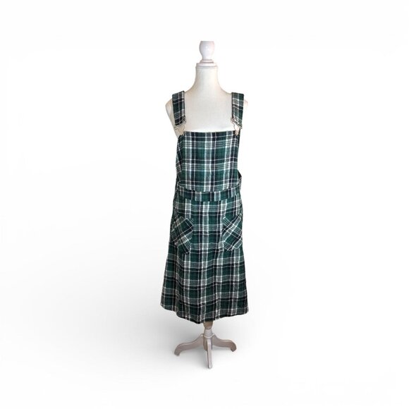 Green Plaid Flannel Jumper Dress 12 Preppy Academia Skater 90s Y2K Gossip Girl - Picture 2 of 10
